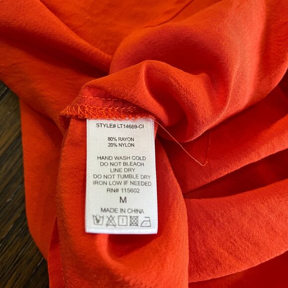 Lush Orange Button Front Ruched Blouse - Size Medium - Picture 10 of 12